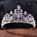 Detailed macro of a silver bridal crown with purple crystals and sparkling rhinestones - Silver & Light Purple (H1089)