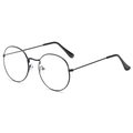 Montura de gafas redonda de metal negro retro para hombre y mujer en ángulo 45° - Marco Negro