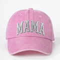 Cappellino da baseball in cotone rosa lavato con ricamo MAMA e cinturino regolabile - Taglia unica / Rosa