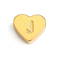 Golden heart-shaped charm with engraved letter J made of polished stainless steel - Letter J (Gold)