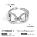 Silver horsebit open ring in stainless steel, waterproof and hypoallergenic jewelry - Horsebit Style (JDR0312005-S) / Inner Diameter 1.73cm