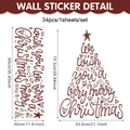 Detailansicht der 34-teiligen Weihnachtsbaum Wandtattoo mit Text und Sternen Motiven - 90*30cm / Rot