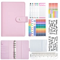 Pink A6 PU leather budget binder set with zipper pockets and budget sheets - Luxury Set-Pink