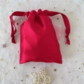 Lustrous red satin drawstring pouch bag for jewelry or cosmetic gift packaging - 15.5*11.5 / Dark Red