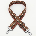 Ethnic wide woven bag strap with geometric patterns and gunmetal swivel hooks - No.289 Gunmetal Hook