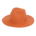 Cappello fedora classico in paglia intrecciata arancione terracotta a tesa larga per il sole - Rosso Arancio