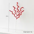 60cm red plush wavy branch with white beads for DIY Christmas tree decoration - Red Curved Stick Pick
