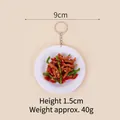 Realistic stir-fried shredded pork food keychain with a 9cm diameter white plate charm - 9cm / Green Pepper Shredded Pork - Keychain