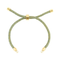 Detailed view of sage green braided cord bracelet with adjustable gold metal slide buckle - Slider Woven Bracelet / Sage Green (L1199)