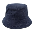 Detail eines dunkelblauen Denim-Anglerhuts mit ausgefransten Herzmustern - M (56-58cm) / Marineblau