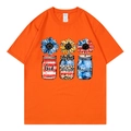 Orange oversized cotton T-shirt featuring God Blessed America sunflower graphic - Orange