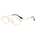 Retro small oval sunglasses with golden metal frame and black temple tips - Gold Frame Clear Lens C9