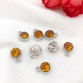 Silver-plated circular zodiac pendant charms with amber rhinestones for DIY jewelry - Antique Silver November - Golden Yellow