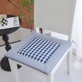 Blue and white plaid linen chair cushion with ties for secure home office seating - Royal Blue