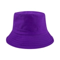 Cappello a secchiello in cotone viola unisex con cuciture e parasole estivo - M (56-58cm) / Viola Scuro/Nero