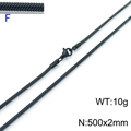Black stainless steel square snake chain necklace 500x2mm with lobster clasp closure - Black 500x2mm(KN203615-Z)