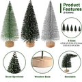 Mini bottle brush Christmas trees in 3 colors and 5 sizes with snow and wood bases - Set 11 - 15PCS