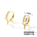 Detailed view of gold-plated spiked hoop earrings with cubic zirconia and dimensions - Gold Spiked Hoop Style (KE00001GW)
