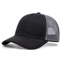 Dettaglio del cappello trucker con visiera in twill nero e rete grigia traspirante - Regolabile / Grigio Scuro