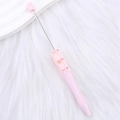 Pink DIY beaded ballpoint pen featuring sweet heart patterns and a bow decoration - 67-Pink Bow