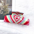 Colorful heart patterned acrylic hair claw clip with glossy finish and 8.7cm size - Multicolor Concentric Heart (D3-4-22)