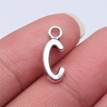 Silver alloy letter c pendant charm for DIY handmade jewelry accessories, 16mm size - Letter C (B15656) / Antique Silver