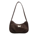 Dark brown pleated PU leather underarm bag with unique liquid silver butterfly charm - Brown