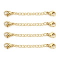 Set di quattro catene di estensione in acciaio dorato con chiusure a moschettone per gioielli - 5cm / Oro