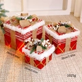 Set di tre scatole regalo di Natale rosa con pigne e fiocchi per decorazioni - Scatola Regalo in Peluche Rossa Set di 3
