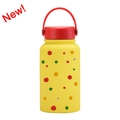 650ml yellow insulated vacuum bottle with colorful polka dots and red handle - Yellow Colorful Polka Dots