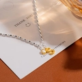Minimalist S925 silver beaded bracelet featuring gold letter S and sparkling zircon charm - Silver Letter S