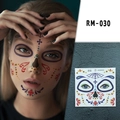 Day of the Dead sugar skull face tattoo stickers with purple eye and cross patterns - Purple Red Yellow Blue Skull(RM-030)