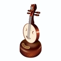 Miniature vintage moon lute music box with rotating wooden base and golden logo - Yueqin Style (YL2066)