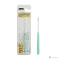 Mint green and white pet toothbrush with soft bristles and non-slip handle grip - Green