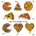Set mit 8 Pizza Stickereien inklusive Herzform und Stücken, Gesamtgewicht ca. 21,9g - Pizza Essen Spielset Aufbügler