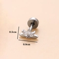 Pendiente de cartílago flor de plata con circonitas, tamaño 0,5 cm por 0,8 cm - Plata 2#