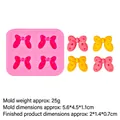 Pink silicone bow mold for DIY fondant and resin crafts, 4-cavity design, model B863 - 2# (B863) / Pink