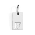 Silver rectangular stainless steel pendant featuring a polished engraved letter F - Steel F / Corroded Lettering 10*6*1.5mm