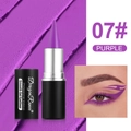 Matte purple smooth gel eyeliner pencil with pigmented eye makeup swatch on model - Purple