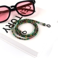 Detailed close-up of Bohemian woven eyewear strap with adjustable anti-slip rubber loops - Size 19