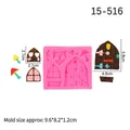 Pink silicone mold for DIY fairy house doors and windows with size specifications - 3# Fairy Door Window Mushroom / Pink