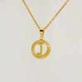 Fashion 18K gold plated stainless steel necklace with hollow round J letter pendant - Letter J