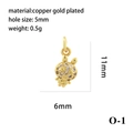 Macro detail of gold plated bunny charm with zircon inlay for DIY necklace making - Gold Rabbit (P05830-O-1)