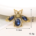 Detailed size view of a retro bee charm with blue stones and dimensions 4.6cm by 3.5cm - D1496 Bee Dark Blue