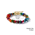 Colorful natural stone beaded stretch bracelet with golden extender and sizing details - Colorful Shell Chips (Lobster Clasp)