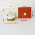 3D pop-up birthday cake card set with vibrant orange envelope and For U sealing sticker - Design F-HK8012