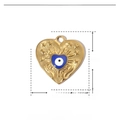 Dettaglio ciondolo a cuore in acciaio inossidabile dorato 17mm con occhio smaltato blu - Cuore Blu (YE763-1)