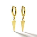 Minimalistische gouden koperen oorbellen met ronde ringen en geometrische driehoekjes - Driehoekige Kegel Stijl