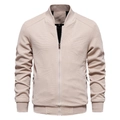 Giacca da uomo slim fit con trama a nido d'ape e collo a lupetto in beige - L / Albicocca