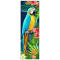 DIY diamond painting bookmark featuring a blue and gold macaw with tropical floral pattern - SQ-04 Parrot